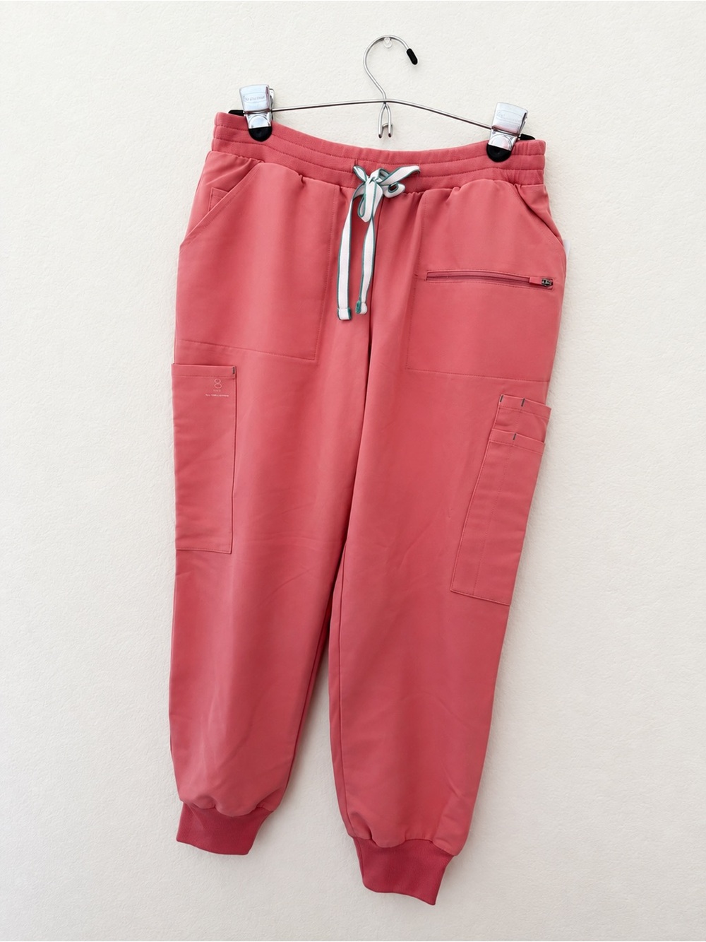 Coral Cargo Jogger Pants with Drawstring scrubs